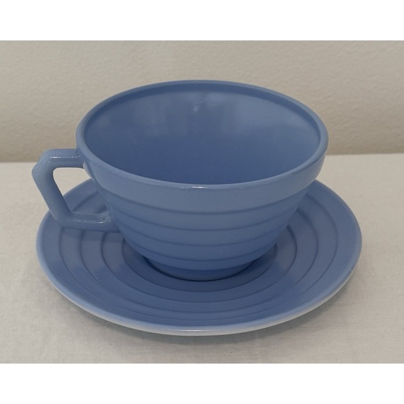 Hazel-Atlas Other - Hazel Atlas Moderntone‎ Blue Cup & Saucer